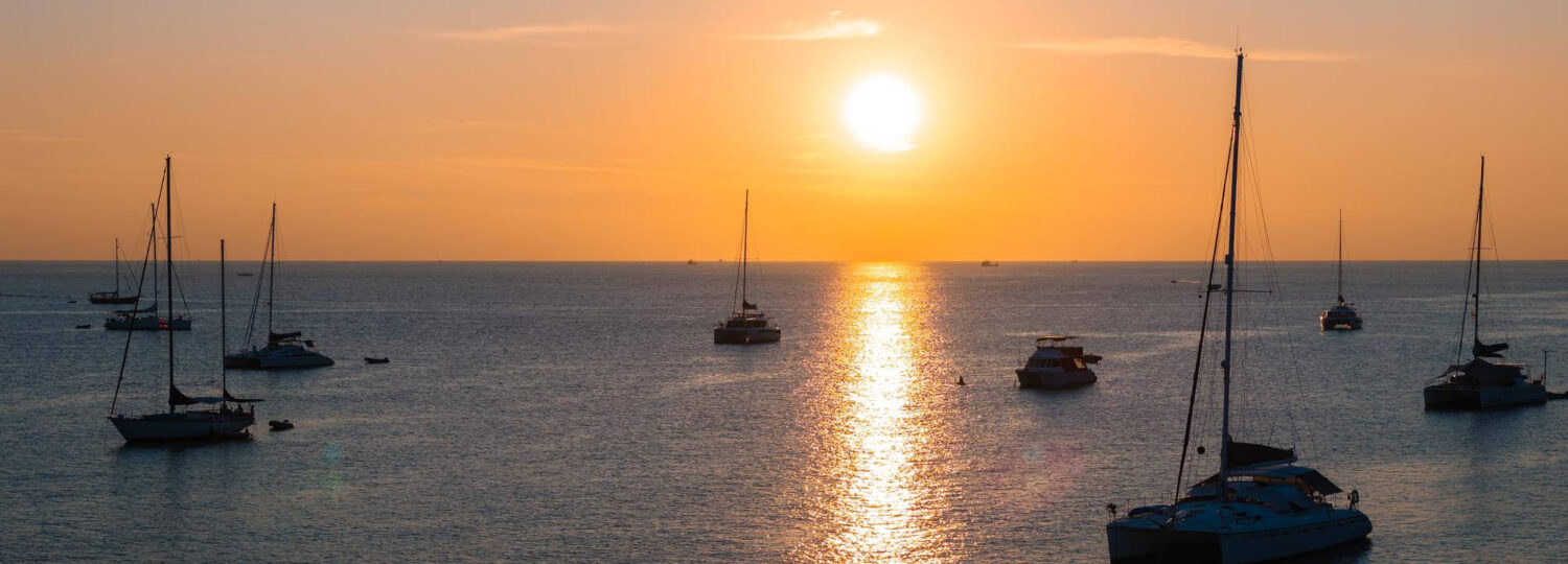 Aerial view sailing guests n